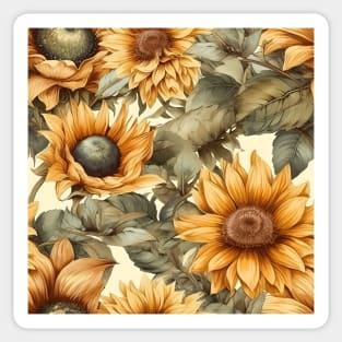 Watercolor Seamless Sunflower Pattern Sticker